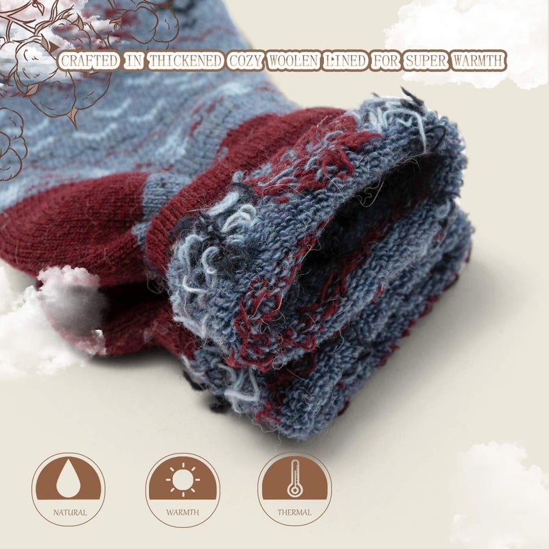 HowJoJo Boys Wool Socks Kids Winter Warm Socks Thick Crew Socks 6 Pack 6-8 Years - Image 4